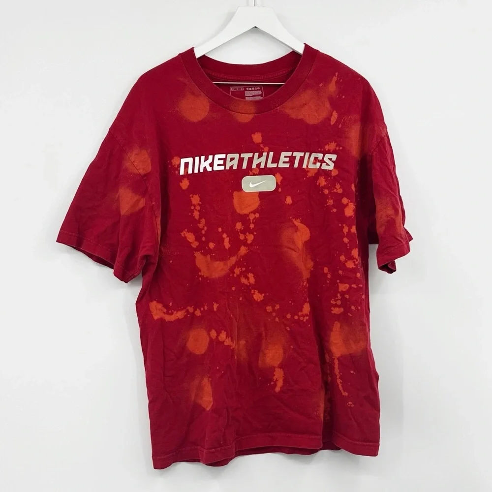 Nike Vintage Y2K Upcycled Bleach Splatter Short Sleeve Shirt Size XL Early 2000s